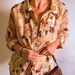 Serengeti Retro Floral Jacket Top Sz L